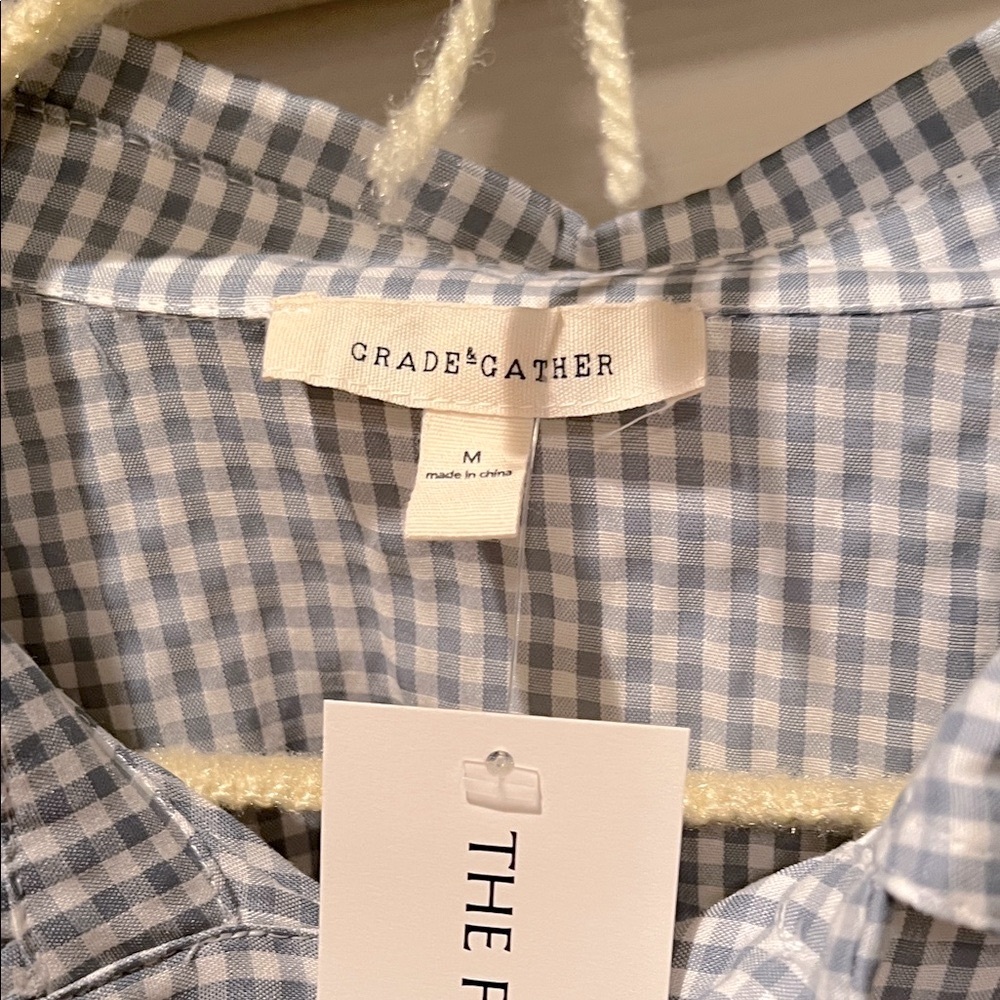 Grade and Gather Blue Checkered Casual Button Down Shirt - Picture 3 of 6